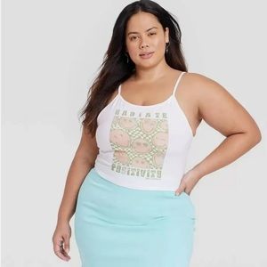 Smiley World Radiate Positivity Cropped Graphic Tank Top